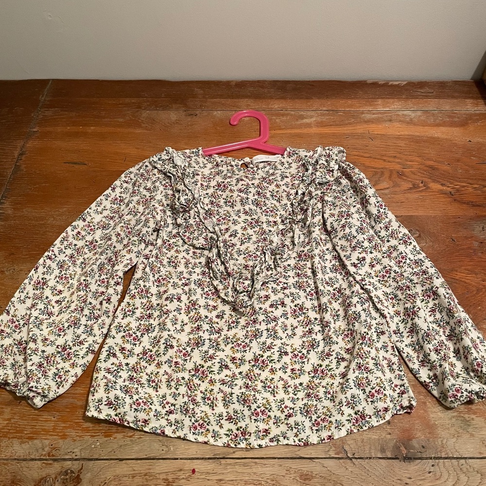 Zara girls floral print ruffles top